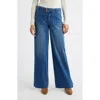 Wit & Wisdom Patch Pocket High Waist Wide Leg Jeans In Blue