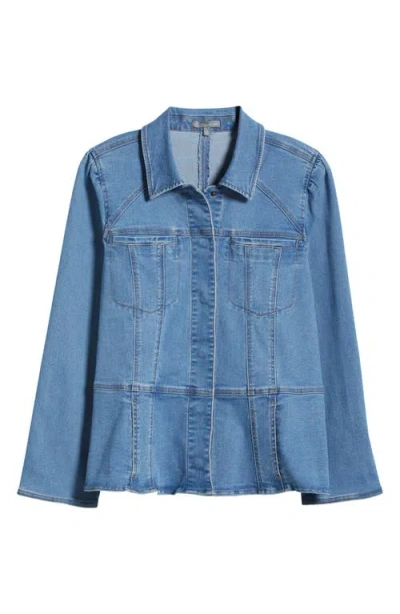 Wit & Wisdom Peplum Denim Jacket In Light Blue