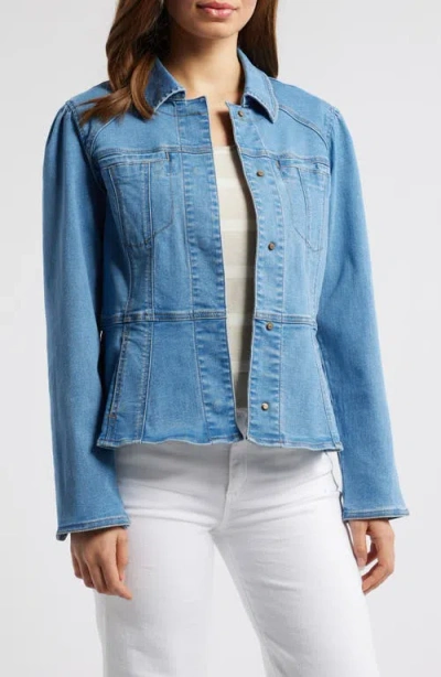 Wit & Wisdom Peplum Denim Jacket In Light Blue