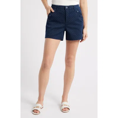 Wit & Wisdom Pin Dot Skyrise Shorts In Navy