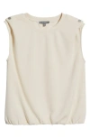 Wit & Wisdom Pleat Shoulder Sleeveless Blouson Top In Blanched Almond