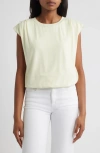 Wit & Wisdom Pleated Cap Sleeve T-shirt In Yellow