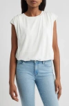 Wit & Wisdom Pleated Cap Sleeve T-shirt In White