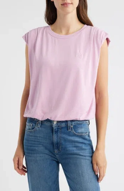 Wit & Wisdom Pleated Cap Sleeve T-shirt In Purple