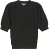 Wit & Wisdom Pointelle Elbow Sleeve Sweater In Black