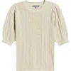 Wit & Wisdom Pointelle Elbow Sleeve Sweater In Neutral