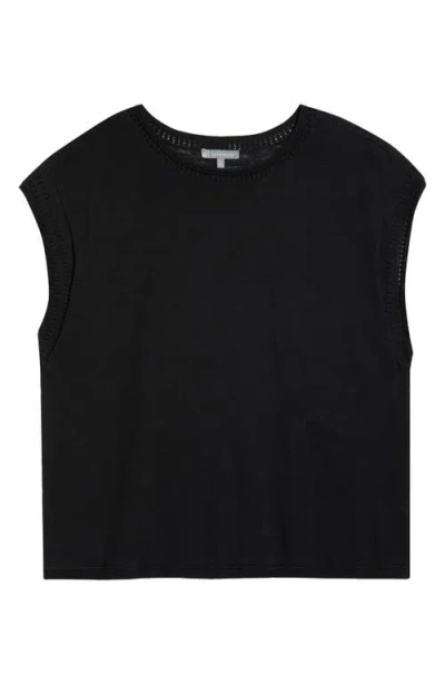 Wit & Wisdom Pointelle Stitch Trim Cotton Top In Multi