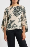 Wit & Wisdom Print Peasant Top In Black
