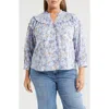 Wit & Wisdom Print Smocked Yoke Top In Multi