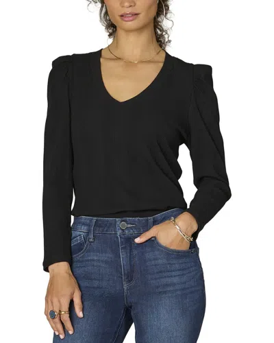 Wit & Wisdom Puff Sleeve Knit Top In Black