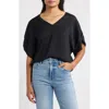 Wit & Wisdom Roll Cuff Dolman Top In Black