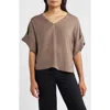 Wit & Wisdom Roll Cuff Dolman Top In Gray