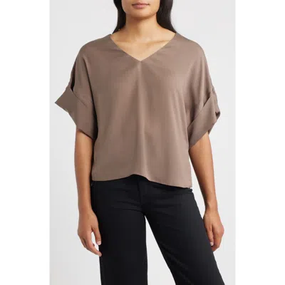 Wit & Wisdom Roll Cuff Dolman Top In Gray