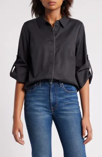 WIT & WISDOM WIT & WISDOM ROLL TAB BUTTON-UP SHIRT