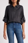 Wit & Wisdom Roll Tab Button-up Shirt In Black