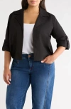 Wit & Wisdom Roll Tab Open Front Soft Blazer In Black