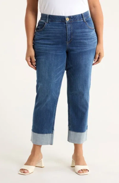 Wit & Wisdom Round Up High Waist Cuffed Boyfriend Jeans In Blue
