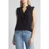 Wit & Wisdom Pleat Shoulder Sleeveless Blouson Top In Black
