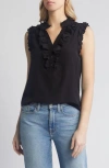 Wit & Wisdom Ruffle Edge Sleeveless Top In Black