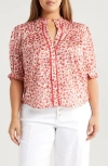 Wit & Wisdom Ruffle Lace Floral Print Top In Multi