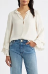 Wit & Wisdom Ruffle Long Bell Sleeve Top In White
