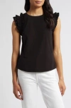 Wit & Wisdom Ruffle Sleeve Top In Black