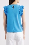 Wit & Wisdom Ruffle Sleeve Top In Cerulean Blue