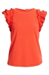 Wit & Wisdom Ruffle Sleeve Top In Poppy Red