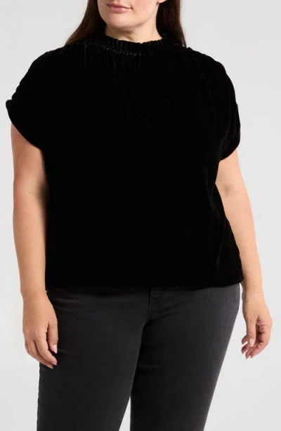 Wit & Wisdom Ruffle Velvet Top In Black