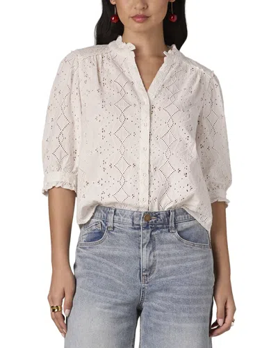 Wit & Wisdom Ruffle Woven Top In Neutral