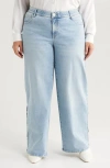 Wit & Wisdom Sam 'ab'solution Side Slit High Waist Wide Leg Jeans In Light Blue Artisanal