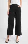 Wit & Wisdom Sam High Waist Ankle Wide Leg Twill Pants In Black