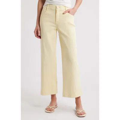 Wit & Wisdom Sam High Waist Ankle Wide Leg Twill Pants In Lemon Lush