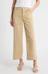 Wit & Wisdom Sam High Waist Ankle Wide Leg Twill Pants In Vintage Walnut