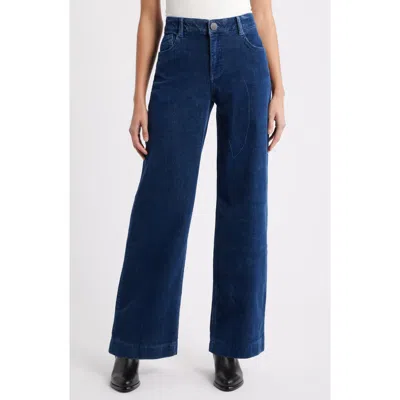 Wit & Wisdom Sam High Waist Wide Leg Corduroy Jeans In Blue