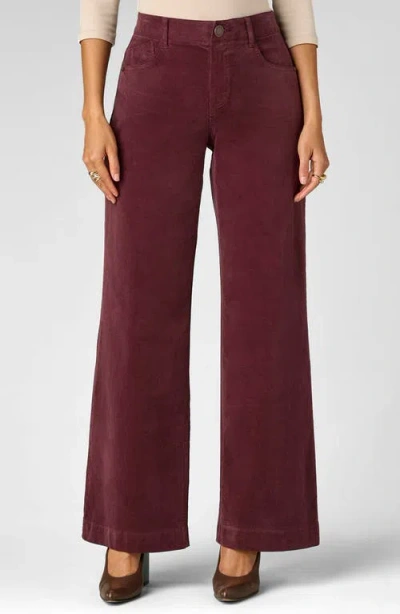 Wit & Wisdom Sam High Waist Wide Leg Corduroy Pants In Burgundy