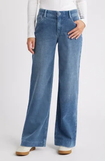 Wit & Wisdom Sam High Waist Wide Leg Corduroy Pants In Washed Mid Blue