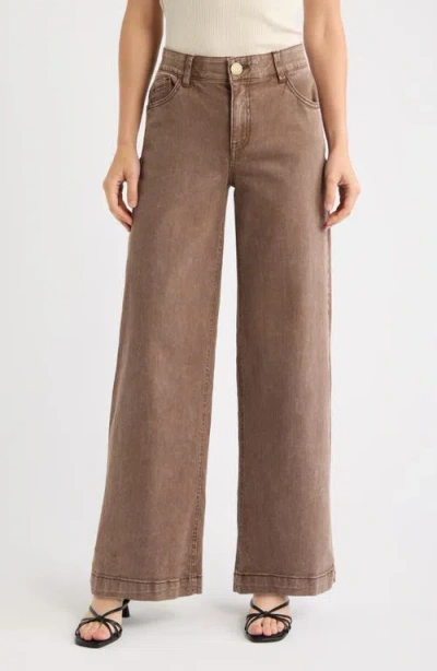 Wit & Wisdom Sam High Waist Wide Leg Jeans In Brown