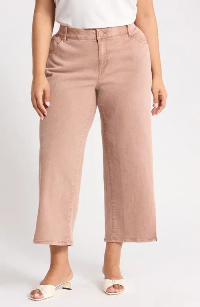 Wit & Wisdom Sam Side Slit High Waist Wide Leg Jeans In Pink