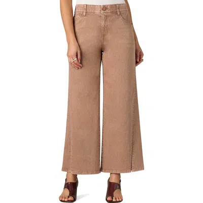 Wit & Wisdom Sam Side Slit High Waist Wide Leg Jeans In Brown