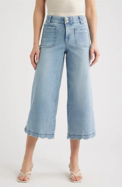 Wit & Wisdom Scallop Patch Pocket High Waist Crop Wide Leg Jeans In Blue