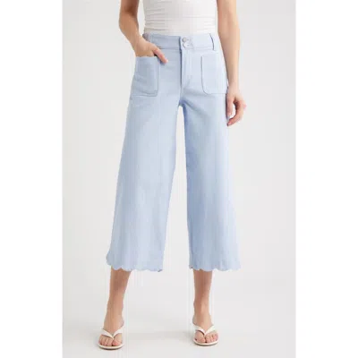 Wit & Wisdom Scallop Patch Pocket High Waist Crop Wide Leg Twill Pants In Blue