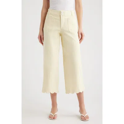 Wit & Wisdom Scallop Patch Pocket High Waist Crop Wide Leg Twill Pants In Yellow