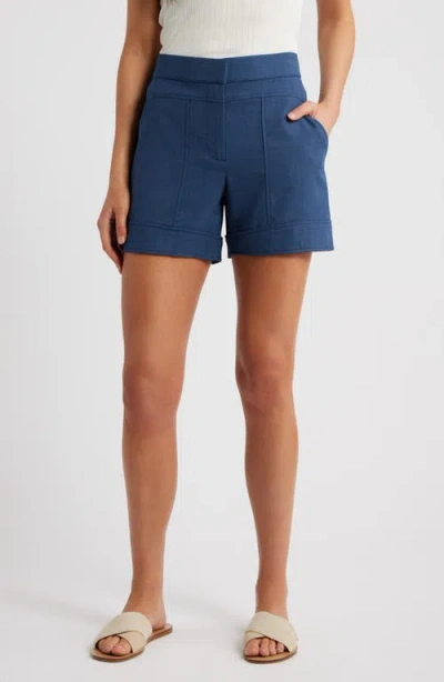 Wit & Wisdom Seamed High Waist A-line Shorts In Blue