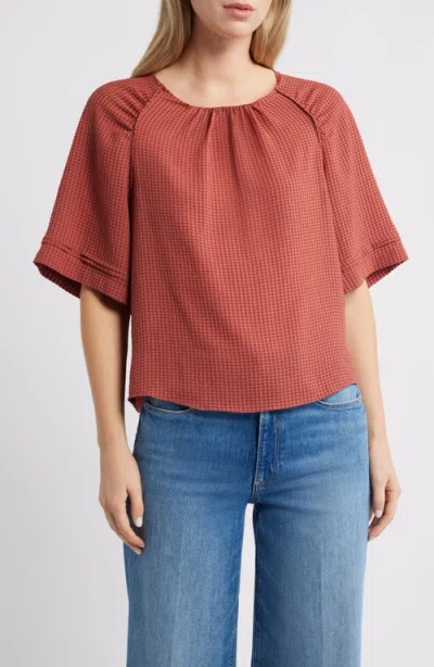 Wit & Wisdom Shirred Bell Sleeve Top In Red
