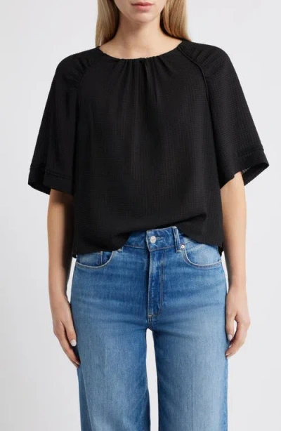 Wit & Wisdom Shirred Bell Sleeve Top In Black