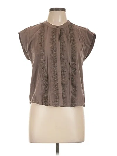 Pre-owned Wit & Wisdom Short Sleeve Blouse In Brown