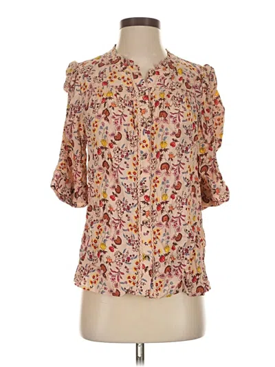 Pre-owned Wit & Wisdom Short Sleeve Blouse In Brown