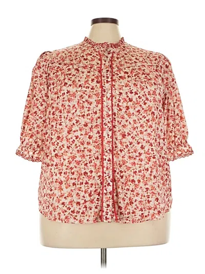 Pre-owned Wit & Wisdom Short Sleeve Blouse In Red
