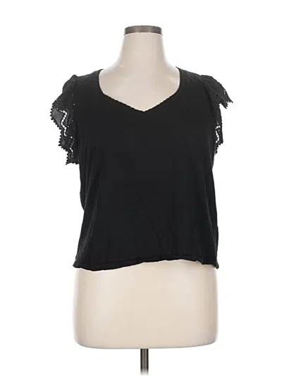 Pre-owned Wit & Wisdom Short Sleeve Top Black Sweetheart Neckline Tops